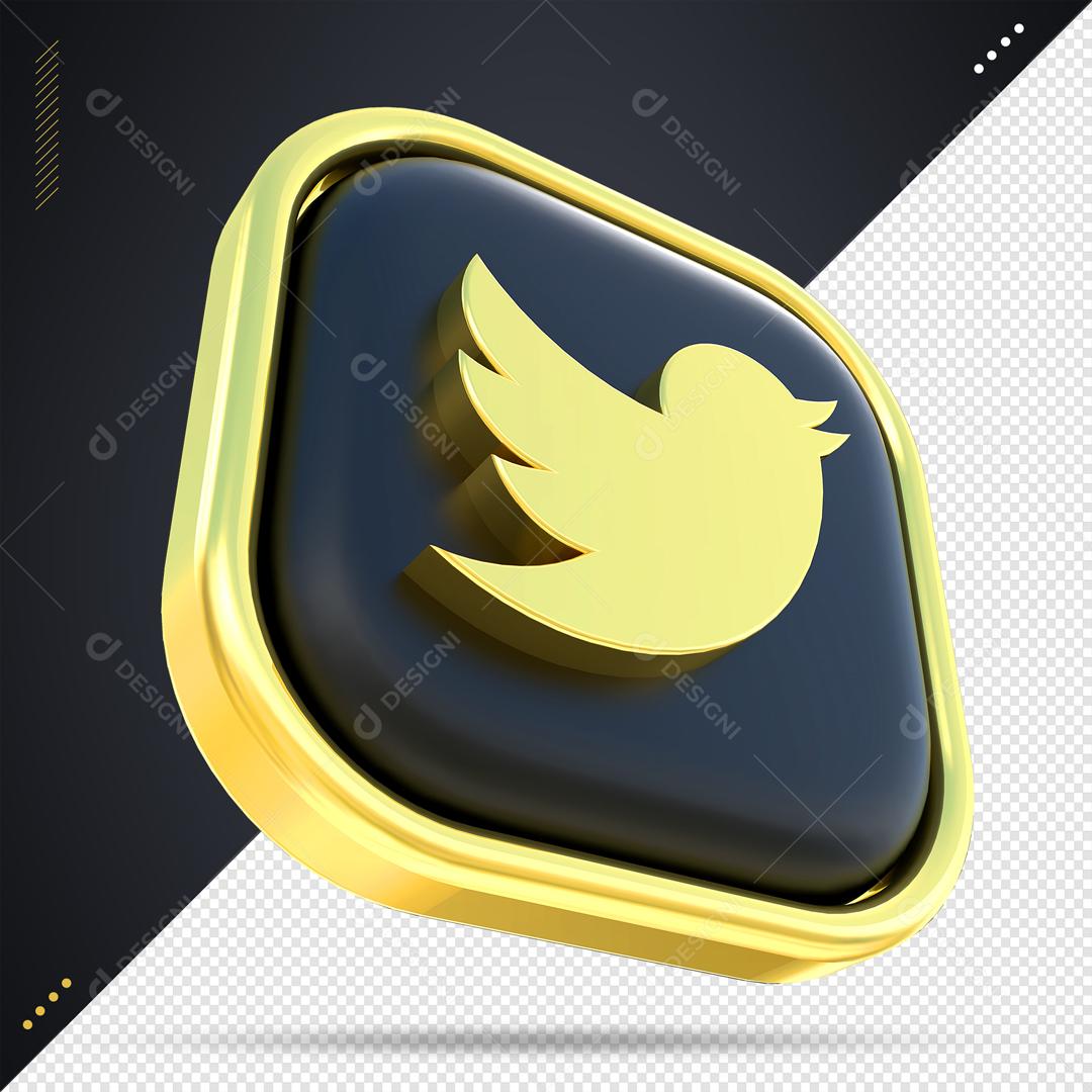 Elemento 3D Twitter Para Composição PSD