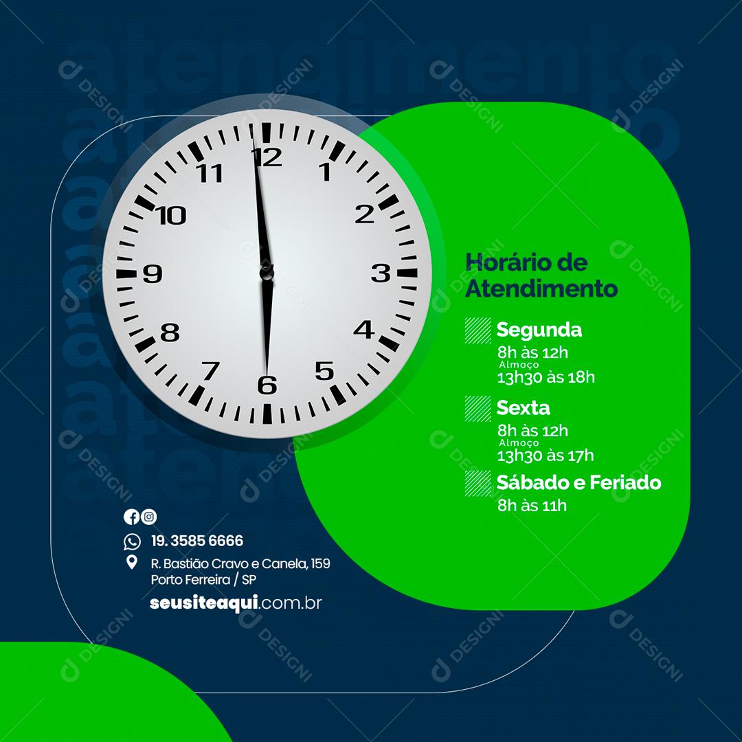 Social Media Horário de Atendimento Empréstimo PSD Editável