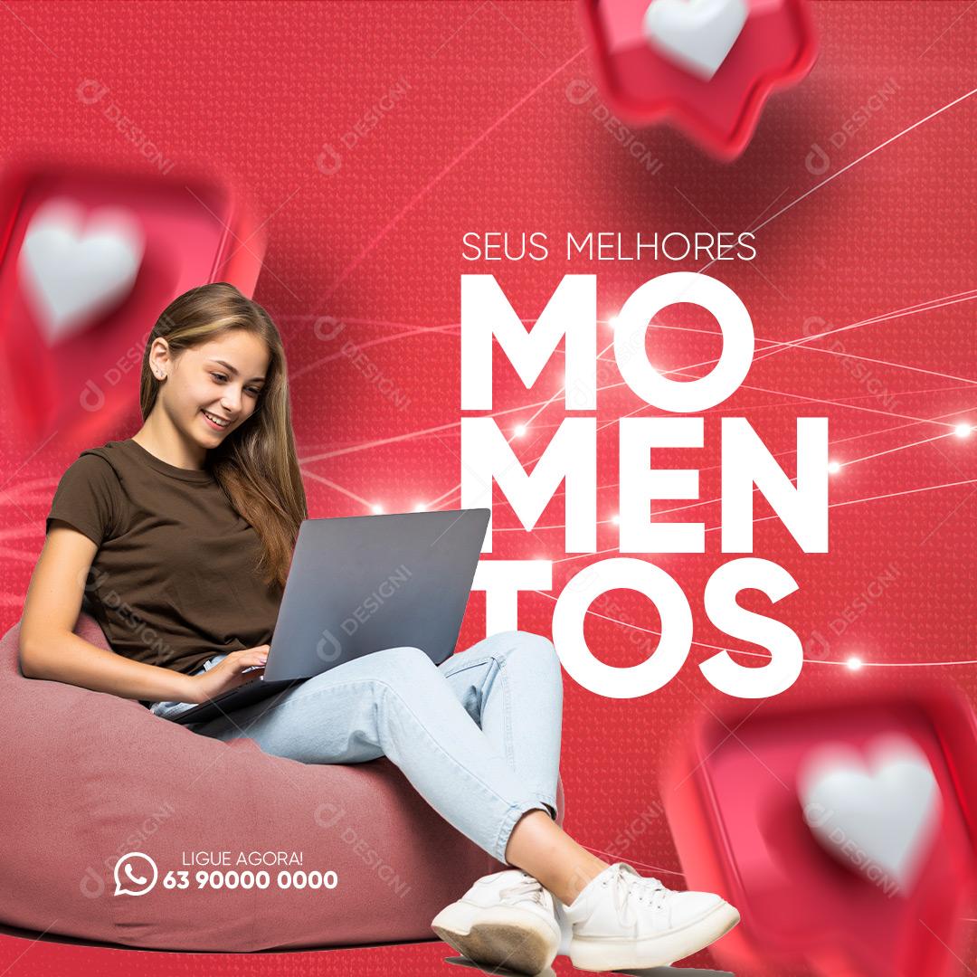 Social Media Provedor de Internet Seus Melhores Momentos Social Media PSD Editável