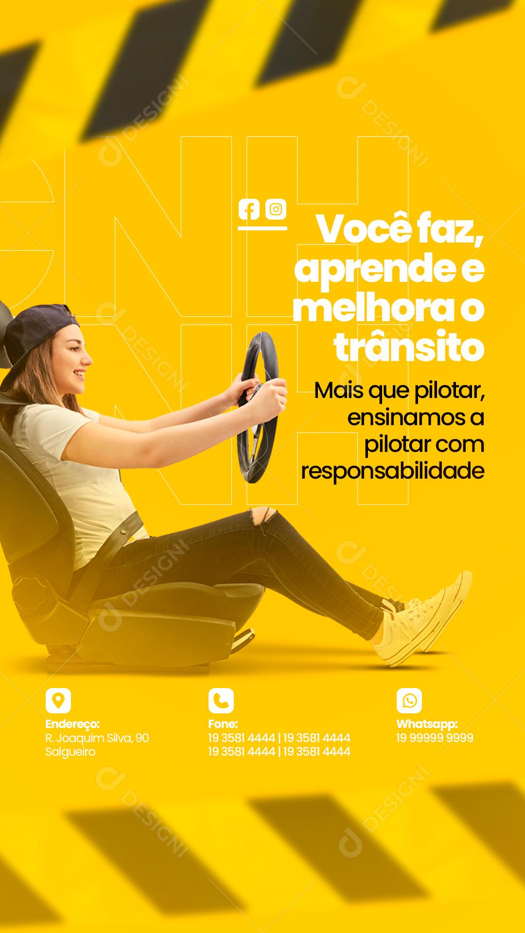 Social Media Story Auto Escola Mais Que Pilotar Ensinamos PSD Editável