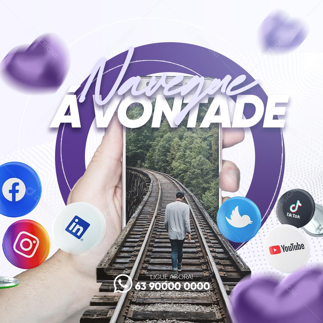 Provedor de Internet A Melhor Navegue a Vontade Social Media PSD Editável