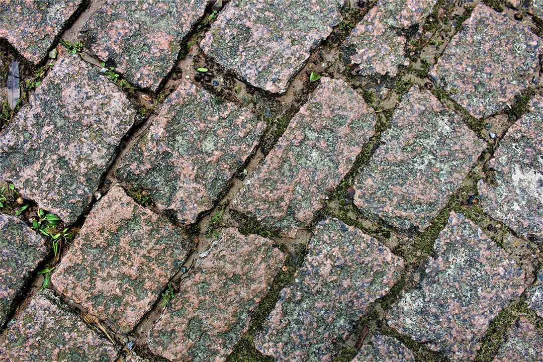 Calçada de pedra ruas cidade vista topo