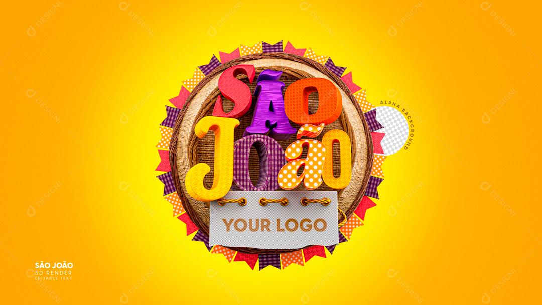 Selo 3D Para Composição São João PSD Editável