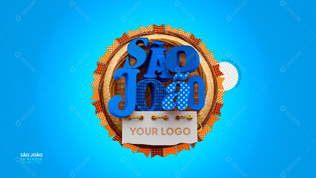 Selo 3D Para Composição São João PSD Editável