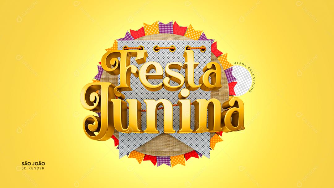 Selo 3D Para Composição Festa Junina PSD Editável