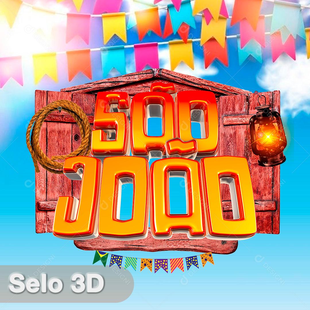 Selo 3D Para Composição São João Arraiá PNG Transparente