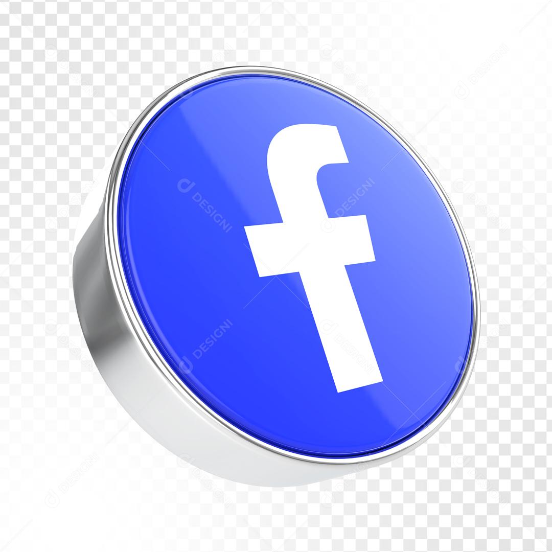 Ícone Facebook 3D Elemento Para Composição PSD