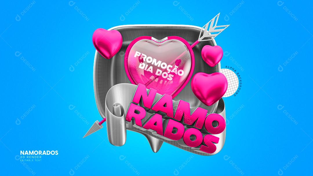 Selo 3D Para Composição Promoção Dia Dos Namorados PSD Editável