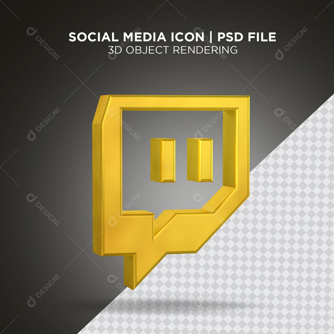 Ícone 3D Twitch Para Composição PSD