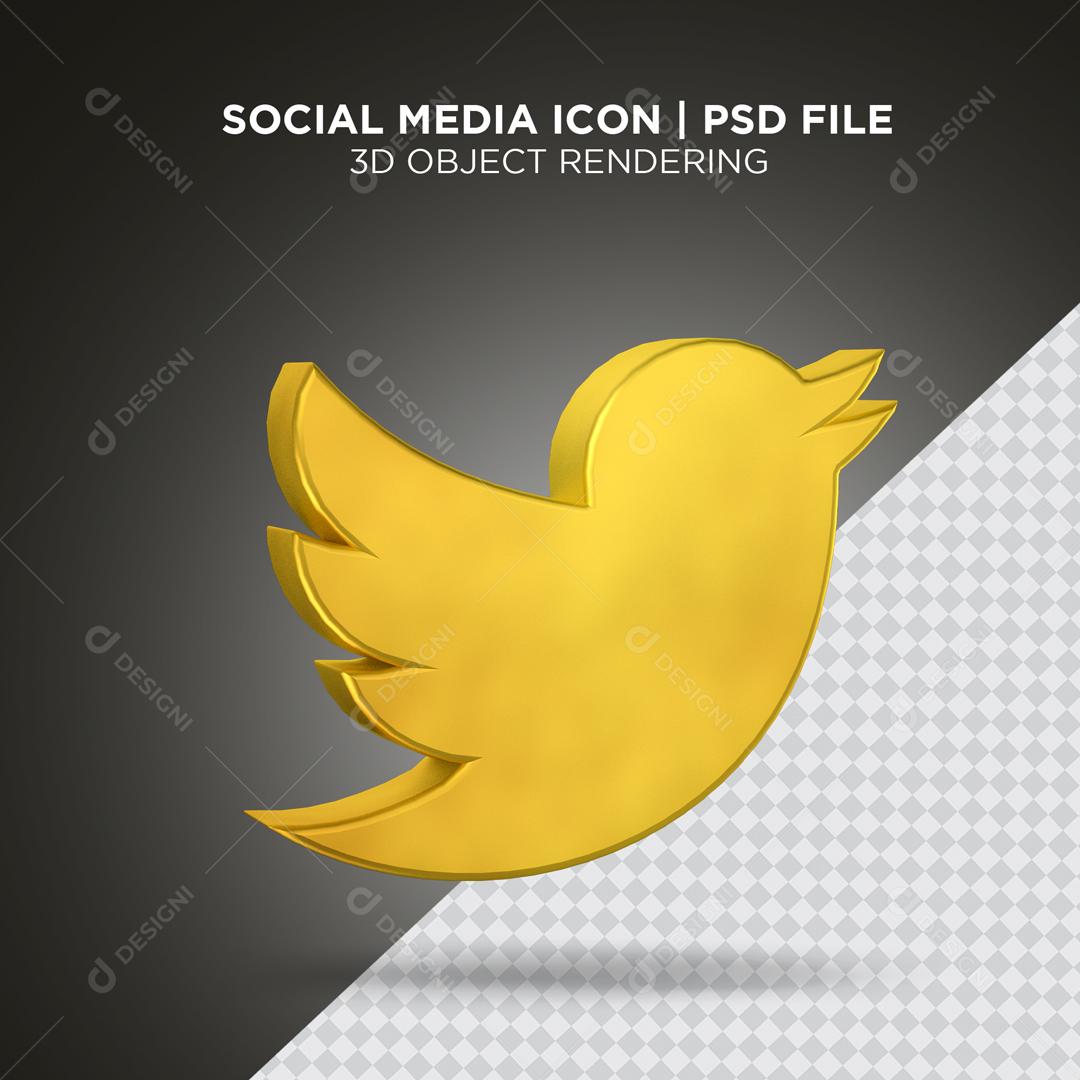 Ícone 3D Twitter Para Composição PSD