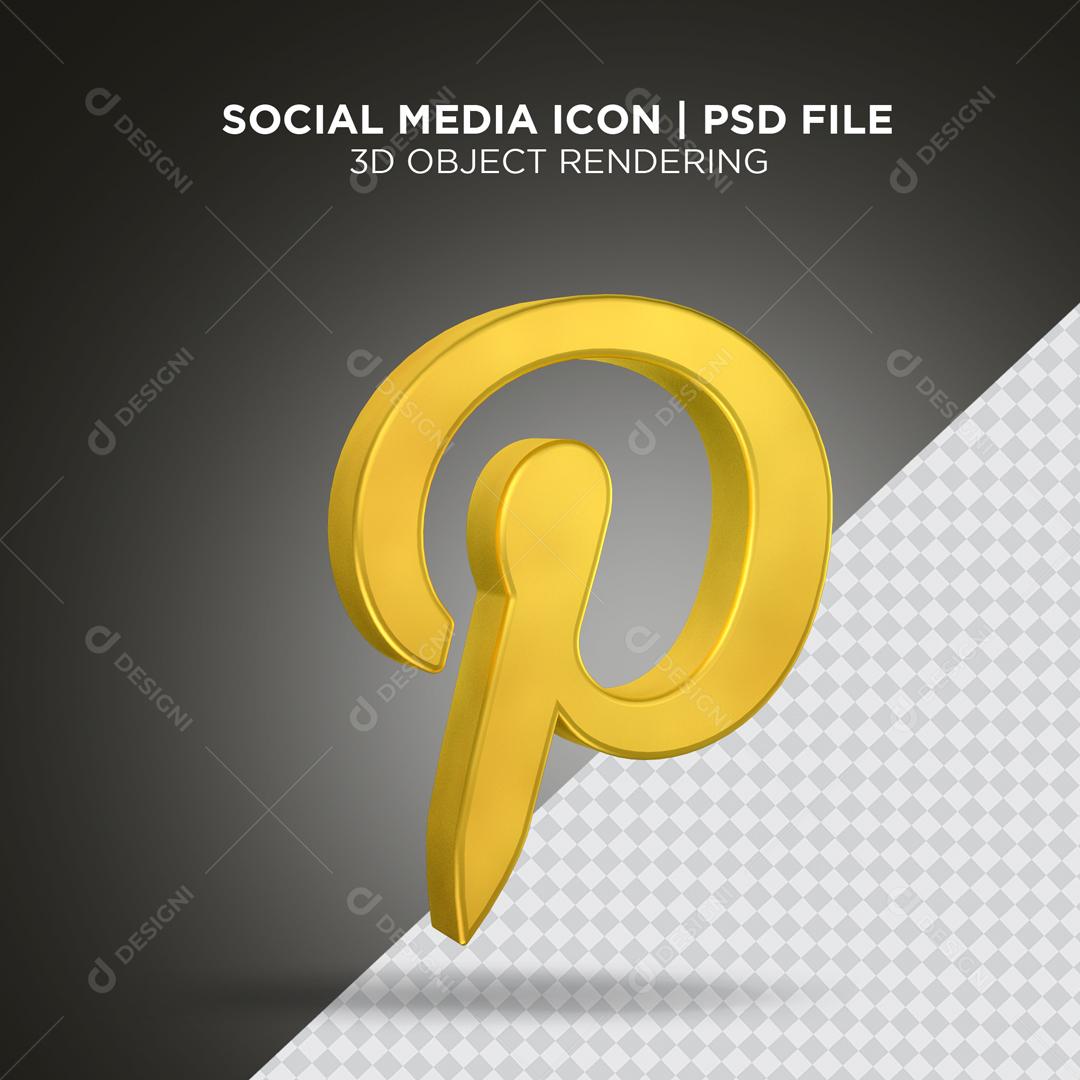 Ícone 3D Pinterest Para Composição PSD