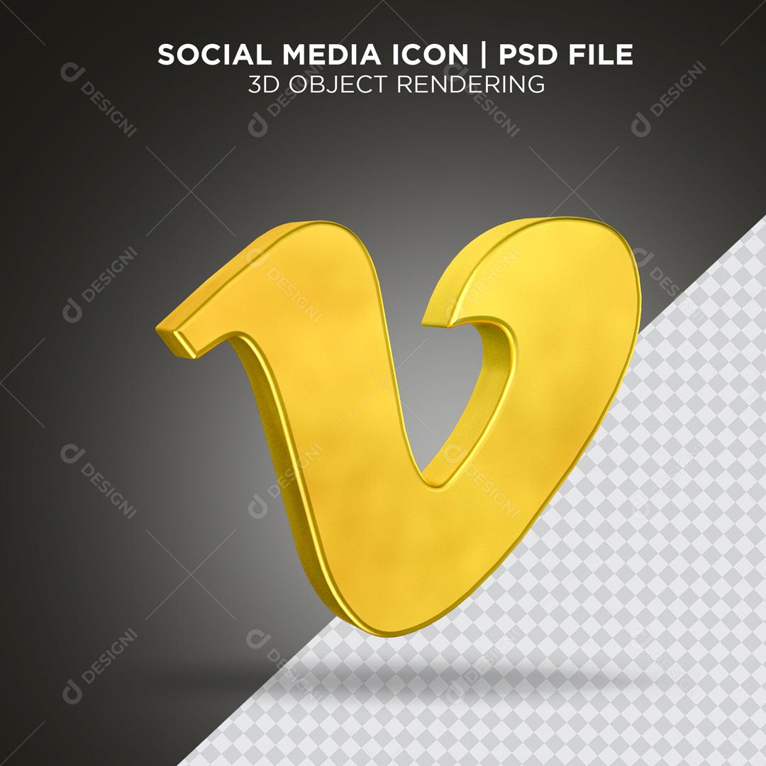 Vimeo 3D Icon Element For Compositing PSD
