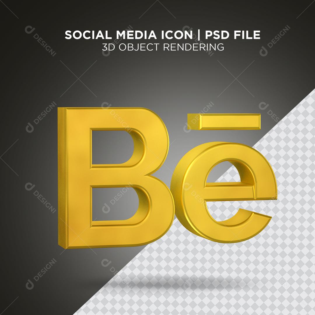 Ícone Behance 3D Elemento Para Composição PSD