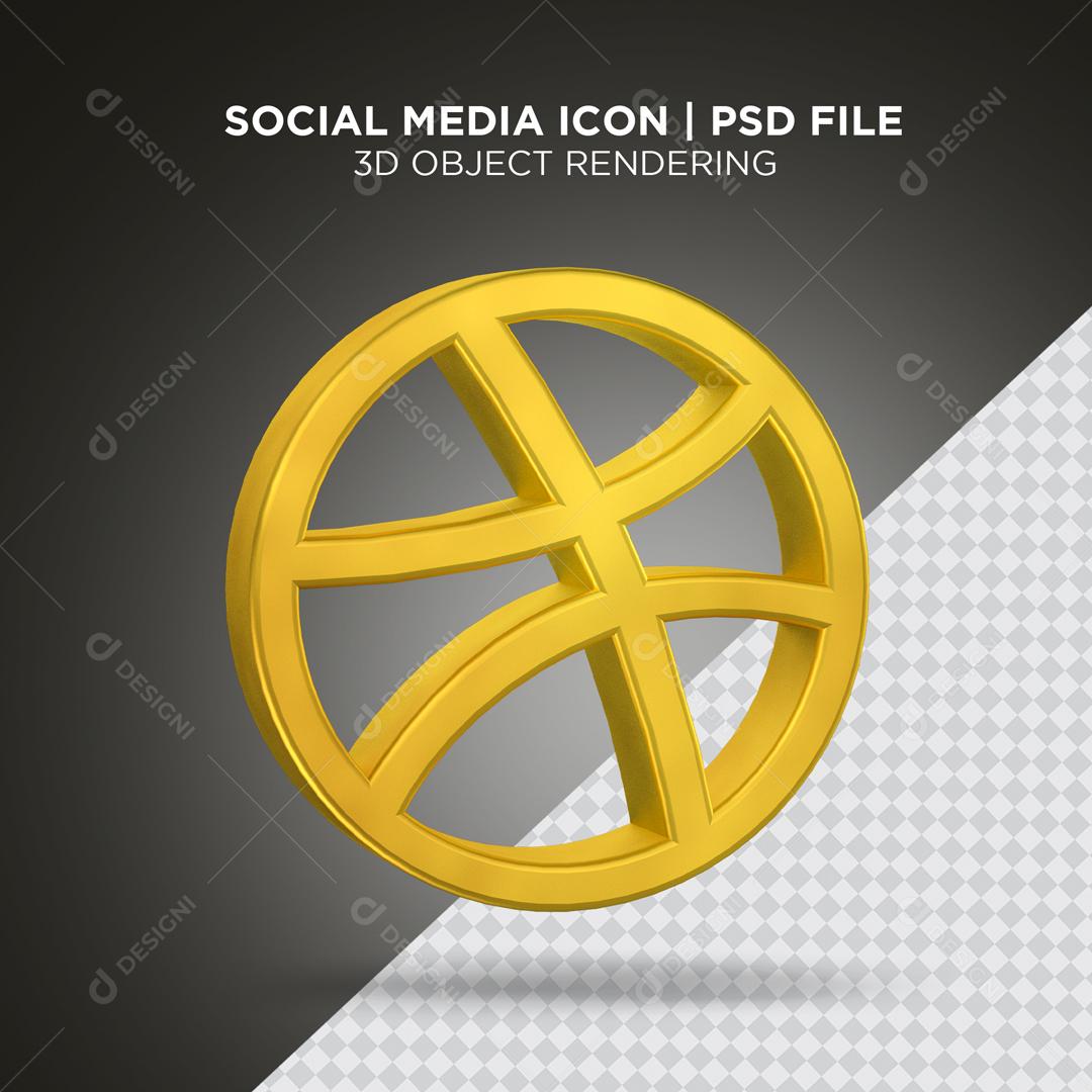 Ícone Dribbble Elemento 3D Para Composição PSD
