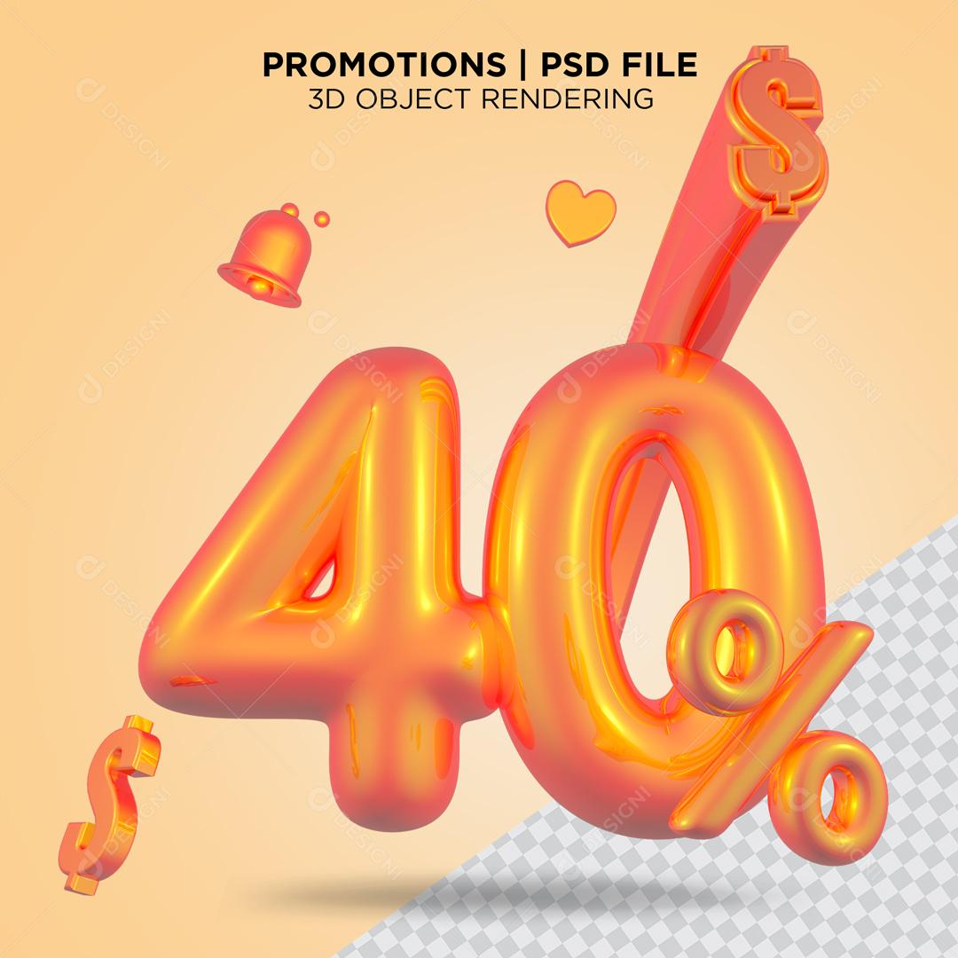 Número 3D 40% Para Composição PSD