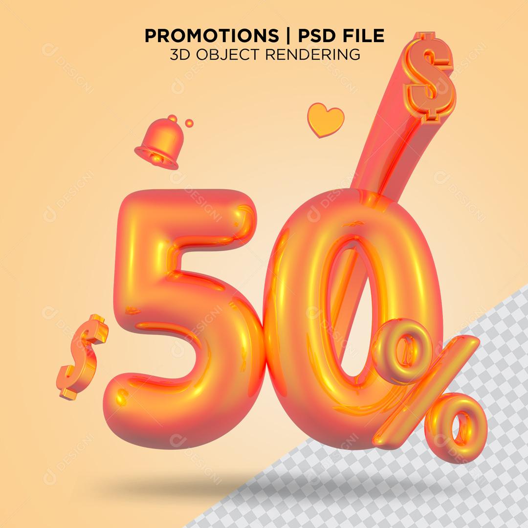 3D Number 50% For Composition PSD