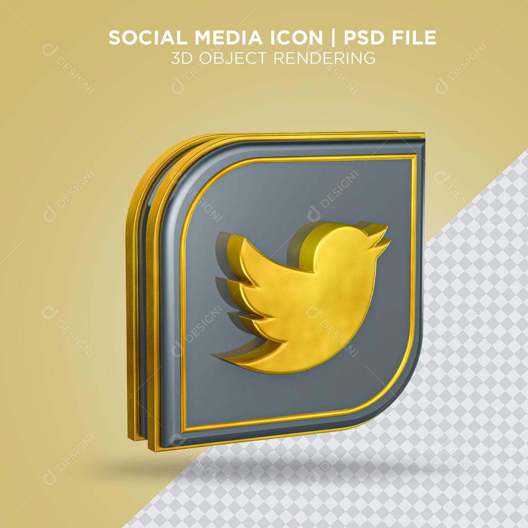 Twitter Elemento 3D Para Composição PSD