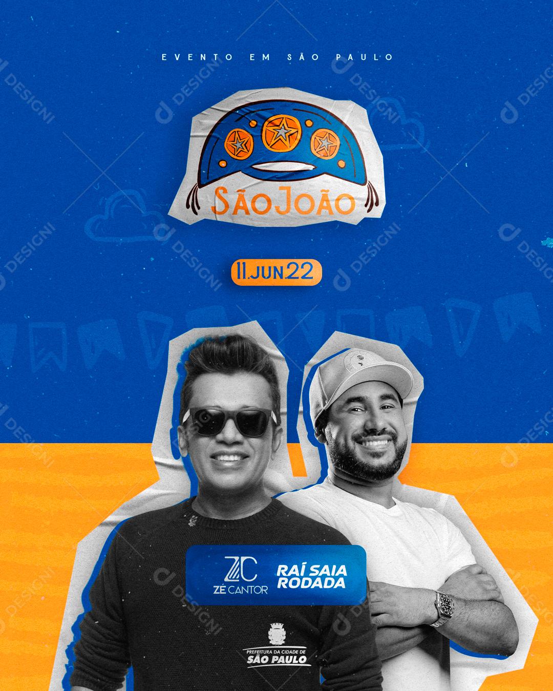 Flyer São João Saia Rodada Social Media PSD Editável