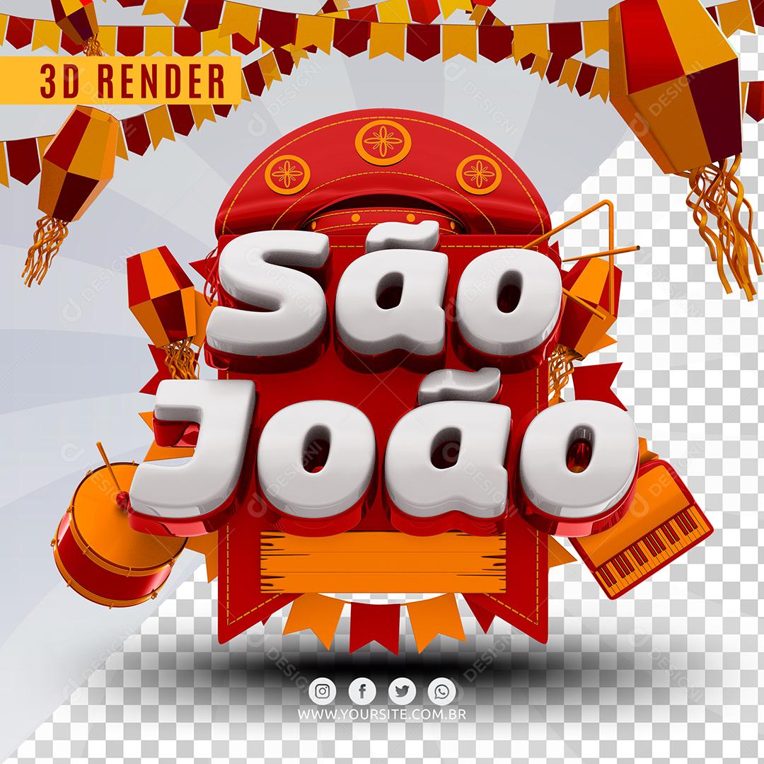 São João Vermelho Selo 3D Para Composição PSD