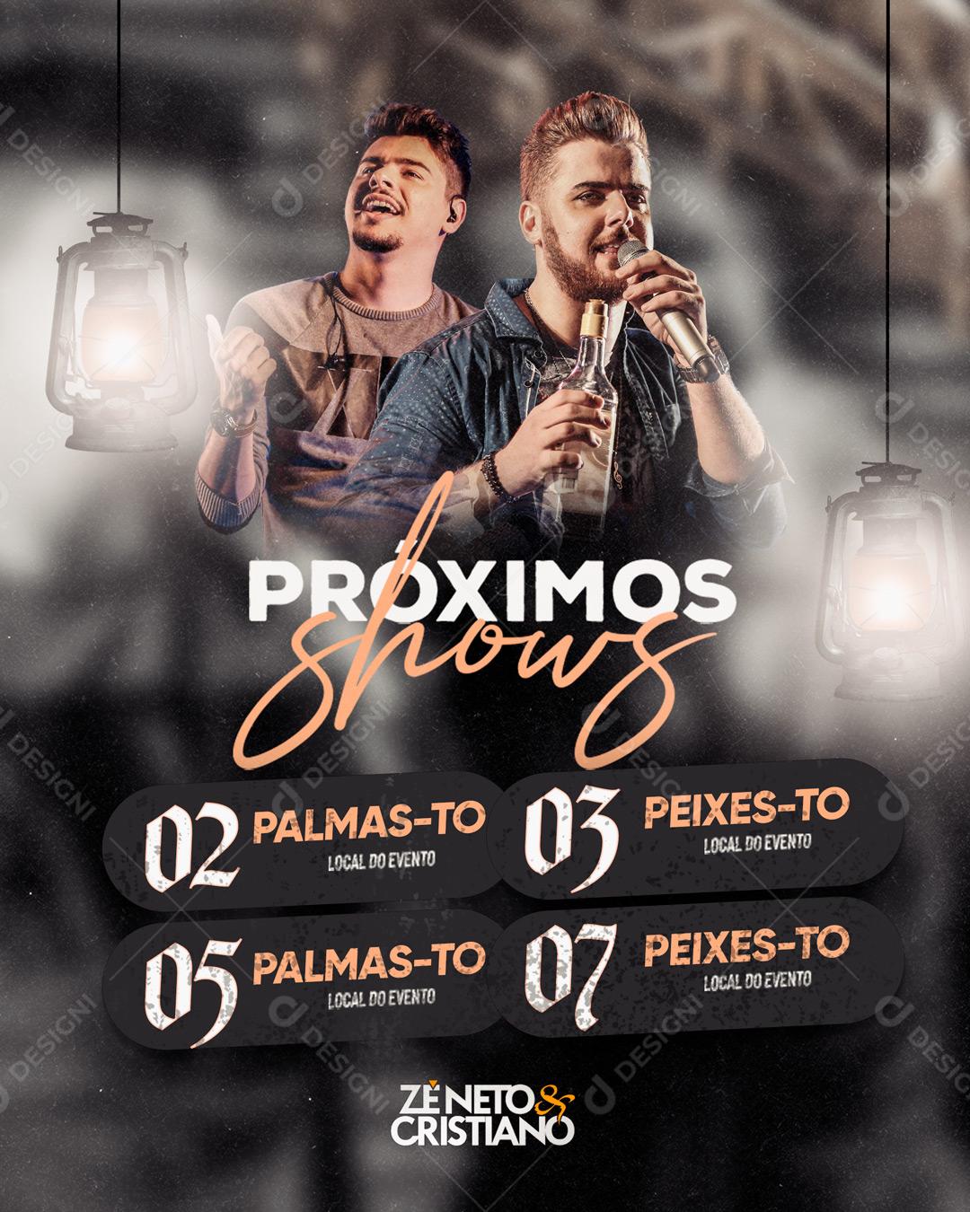 Flyer Agenda da Semana Show Zé Neto e Cristiano Social Media PSD Editável
