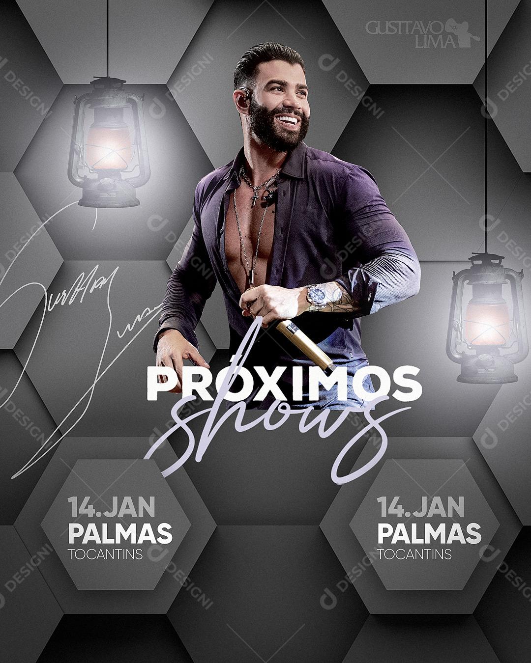 Flyer Próximos Shows Gustavo Lima Social Media PSD Editável