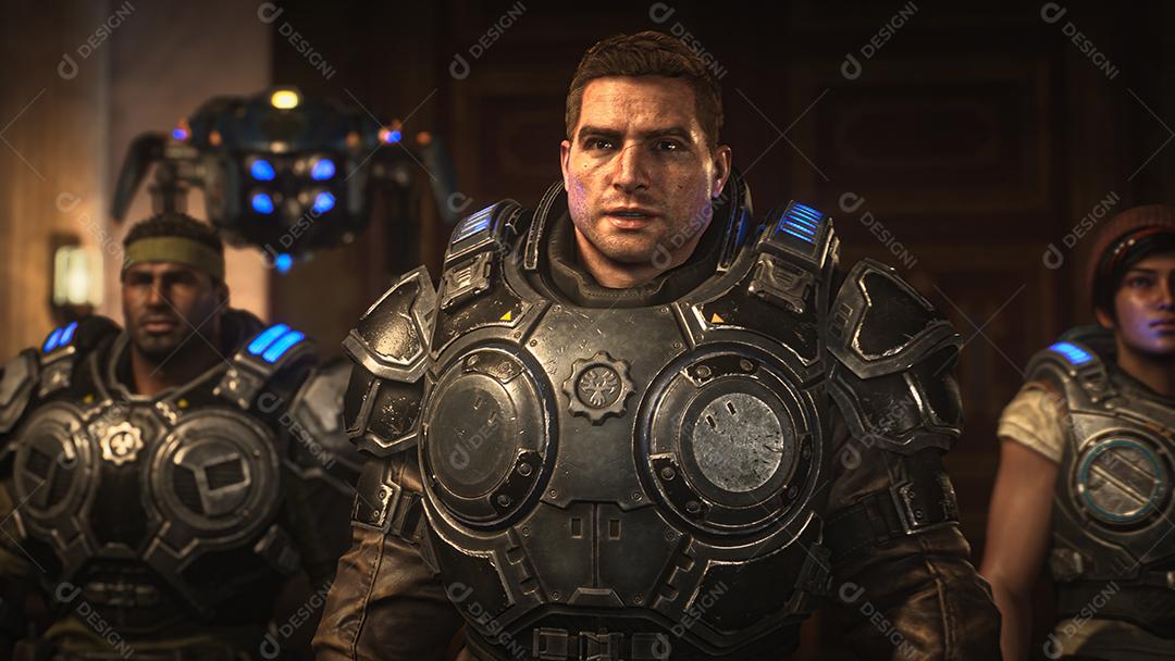 JD, Gears of War, protagonista do jogo, ilustração 3D, 13 de maio de 2022, São Paulo, Brasil