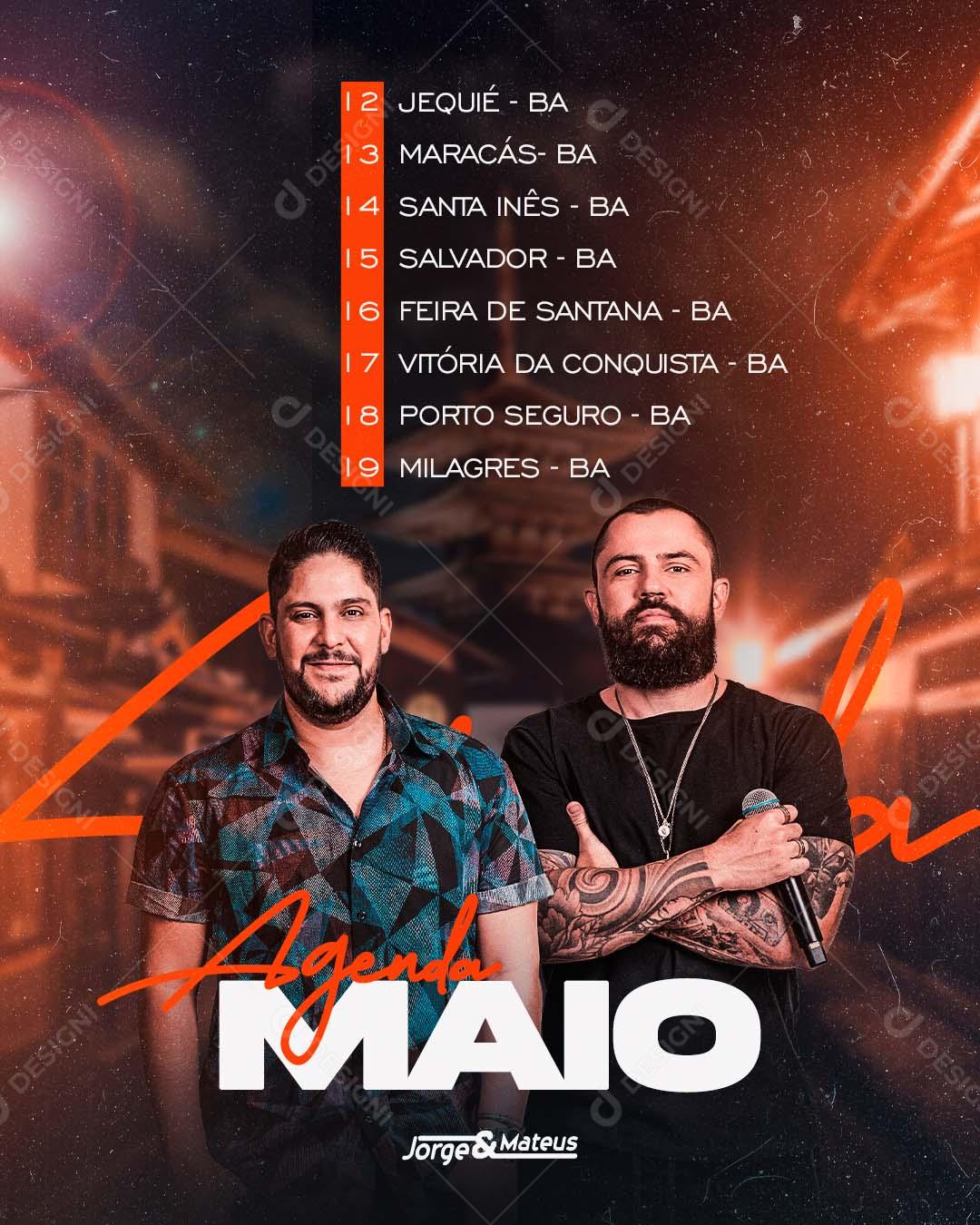 Flyer Agenda Semanal Jorge E Matheus Social Media PSD Editável