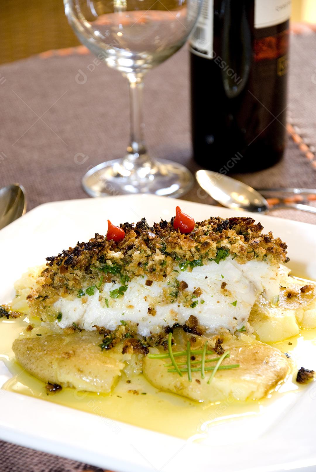 Robalo com limão, alho e ervas