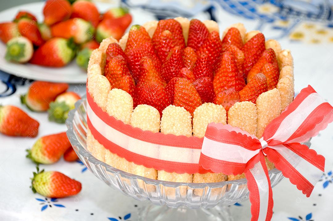 Strawberry Fruit eaten on a wooden table