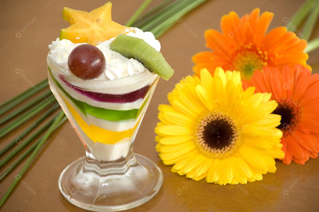 Salada de frutas Comida copo de vidro