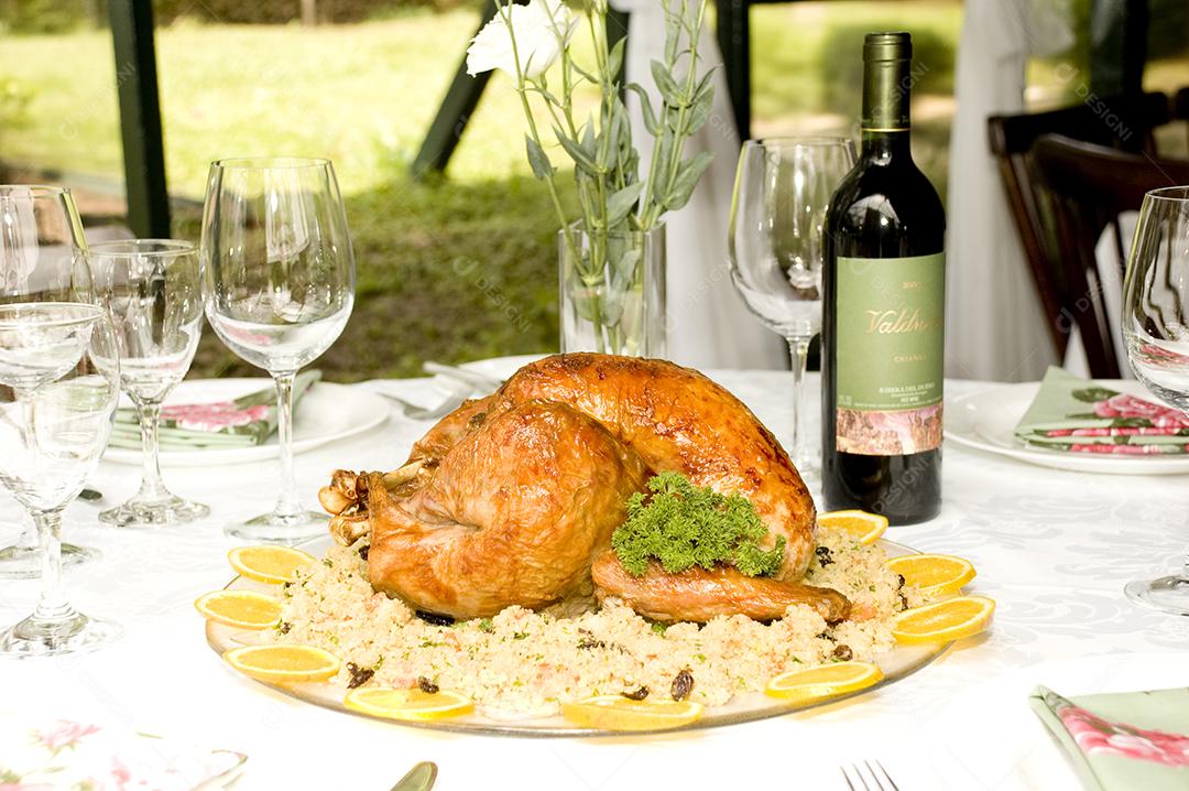 Frango assado prato comida batata