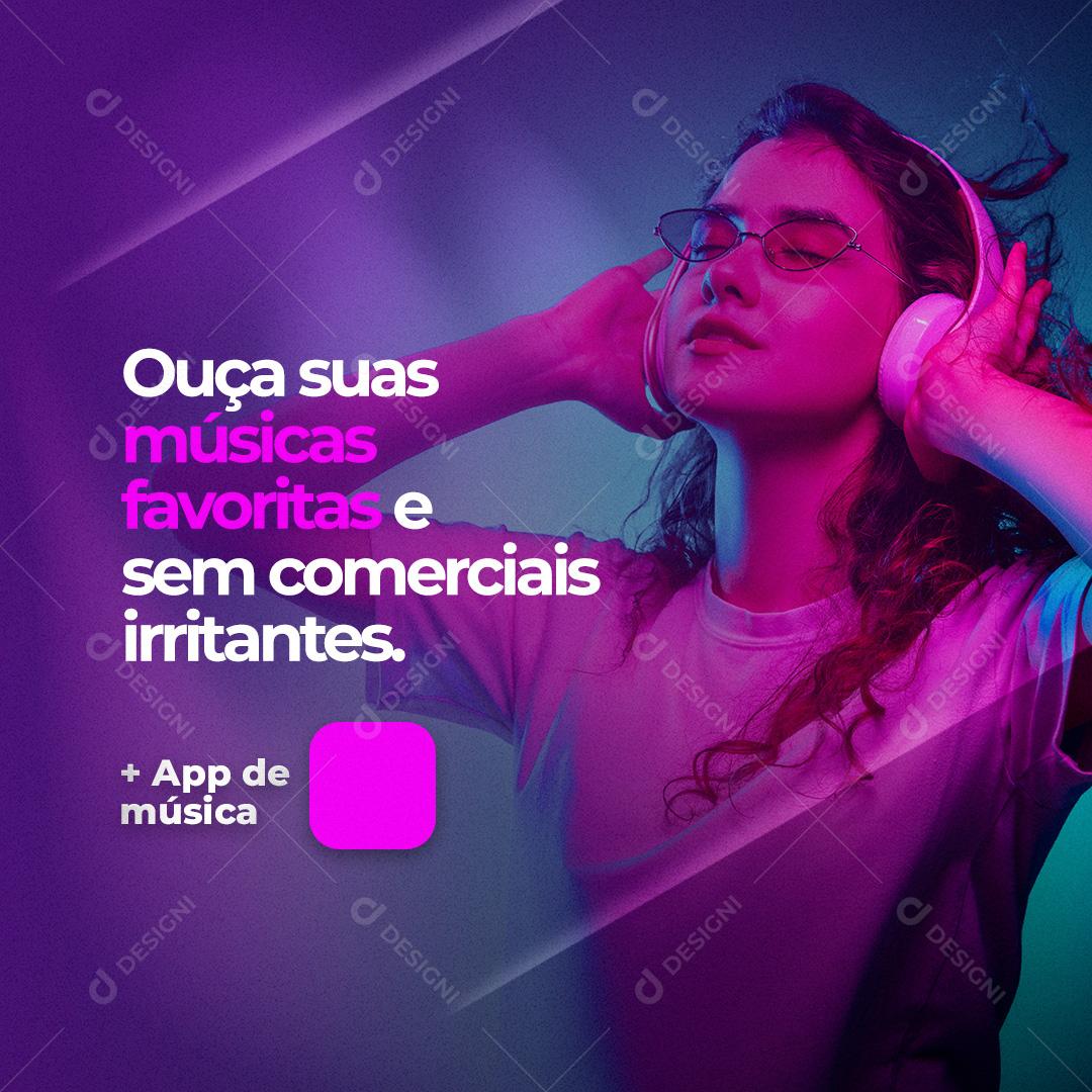 Ouça Suas Músicas Favoritas E Sem Comerciais Social Media PSD Editável