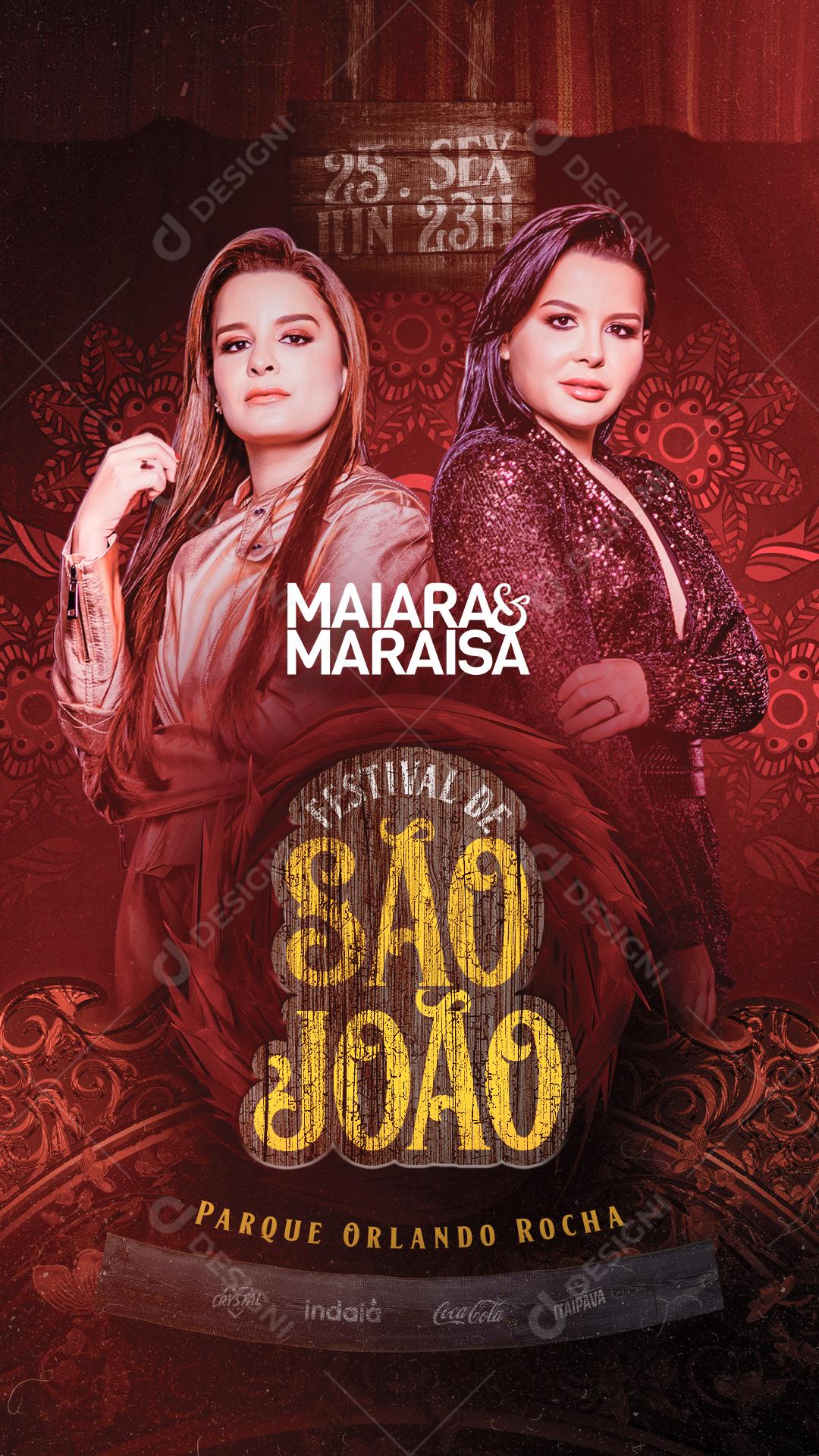 Flyer Story Show Festival de São João Cantoras Sertanejo PSD Editável