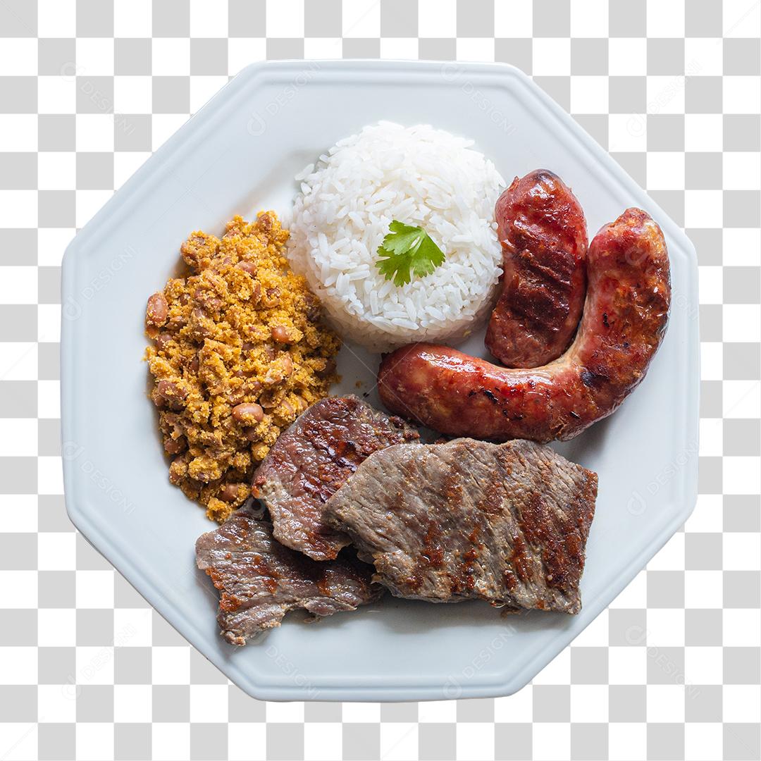 Prato Feito De Comida Com Arroz E Salada E Carne PNG Transparente
