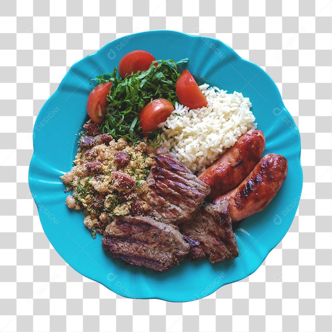Prato Feito De Comida Com Arroz E Salada E Carne PNG Transparente