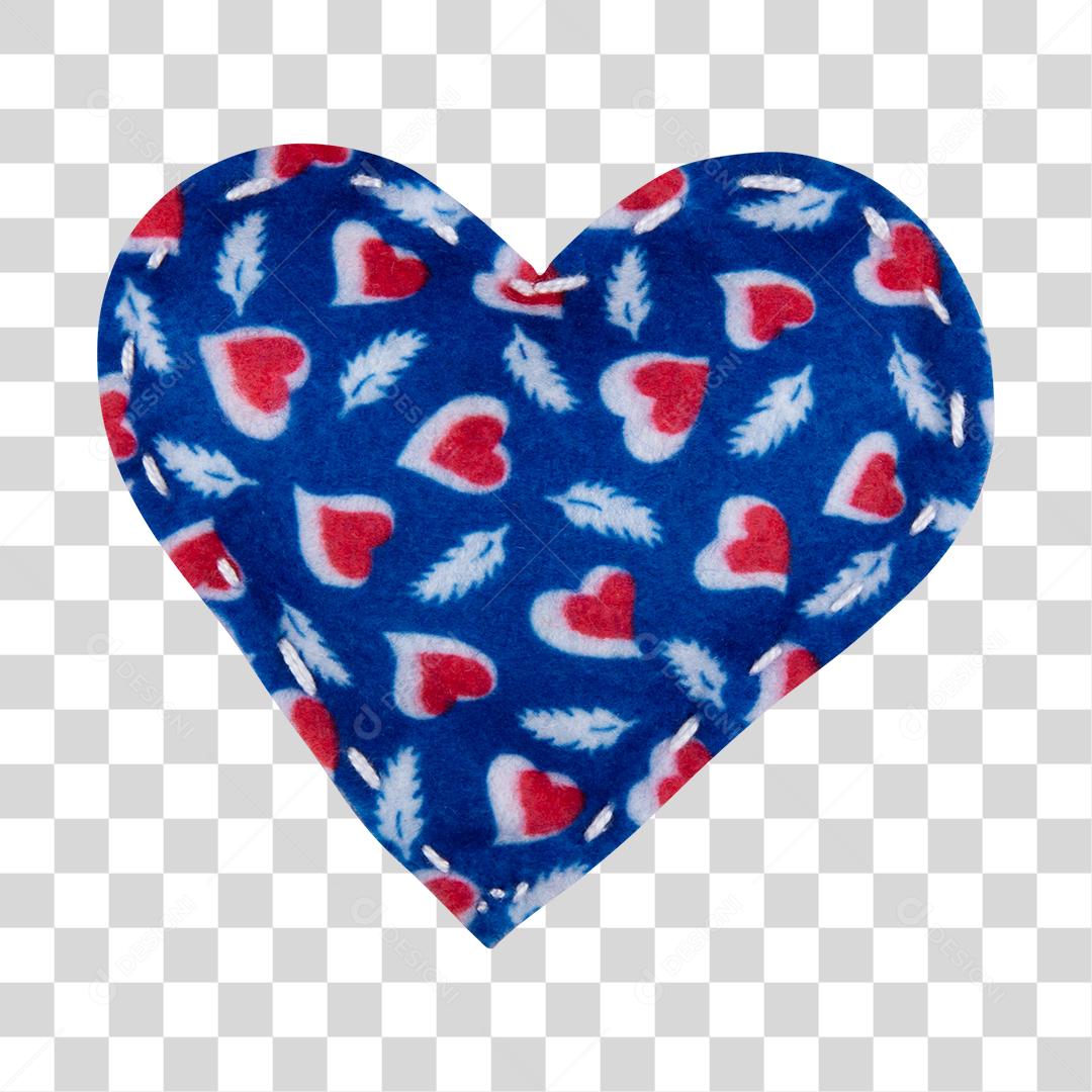 Coração De Tecido Azul Costurado PNG Transparente