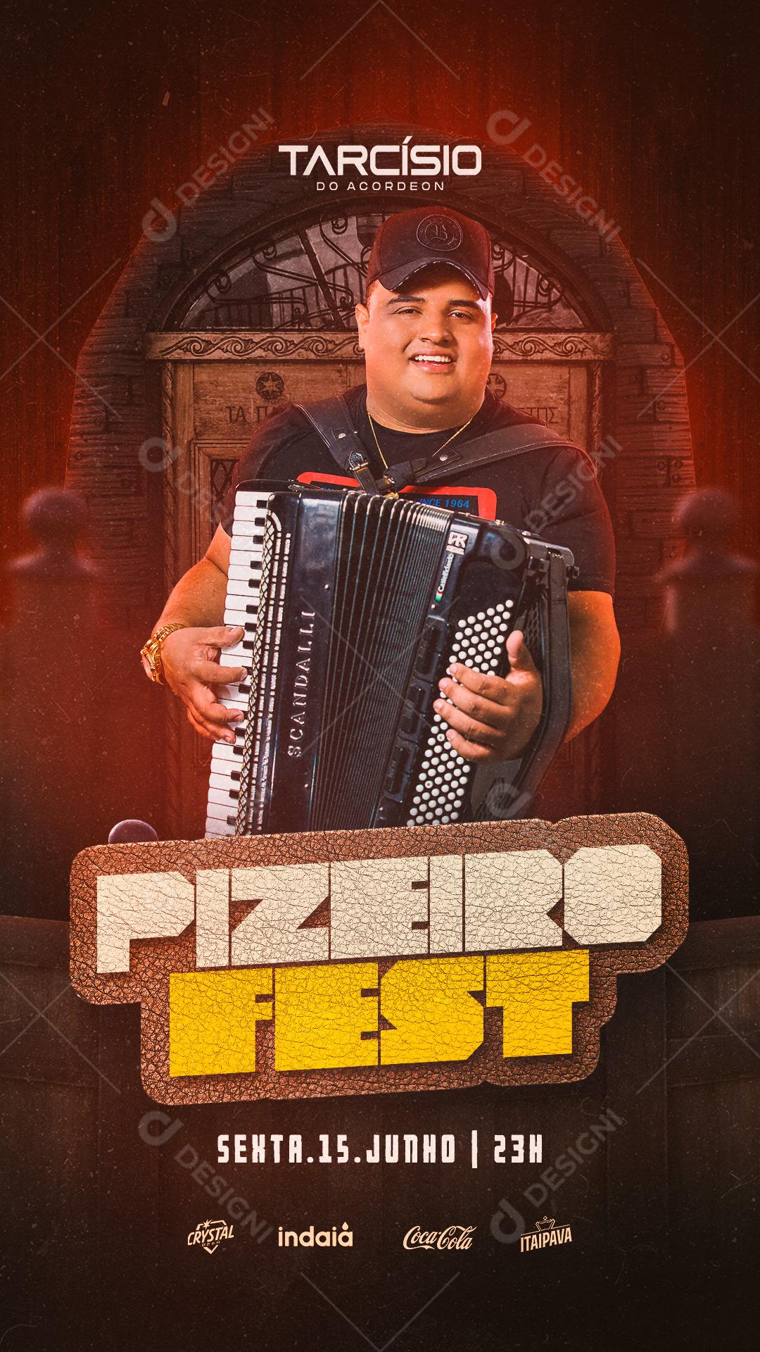 Flyer Stoty Show Piseiro Fest Cantor de Forró Tarcísio Social Media PSD Editável