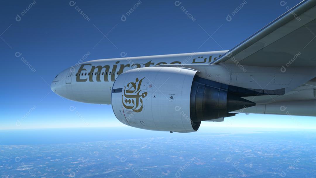 Fechamento do motor Boeing 777-200 Emirates, 13 de maio de 2022, São Paulo, Brasil.