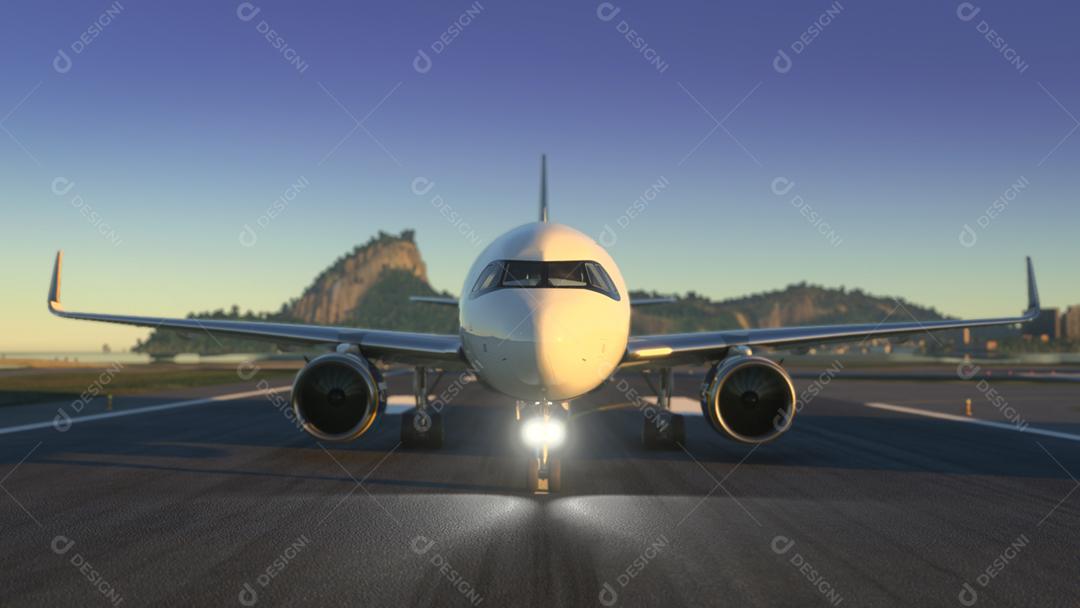 Aeronaves comerciais se preparando para a partida.