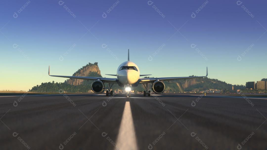 Aeronaves comerciais se preparando para a partida.