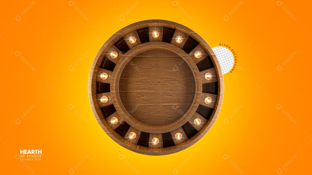 Elemento 3D Para Composição Painel De Madeira Com Luzes Social Media PSD Editável