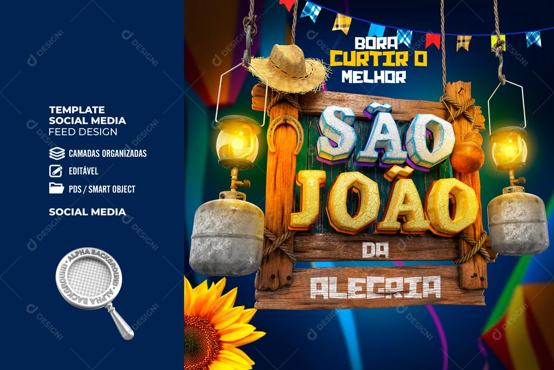3D Stamp For Composition São João Da Alegria Let's Enjoy The Best Social Media Editable PSD