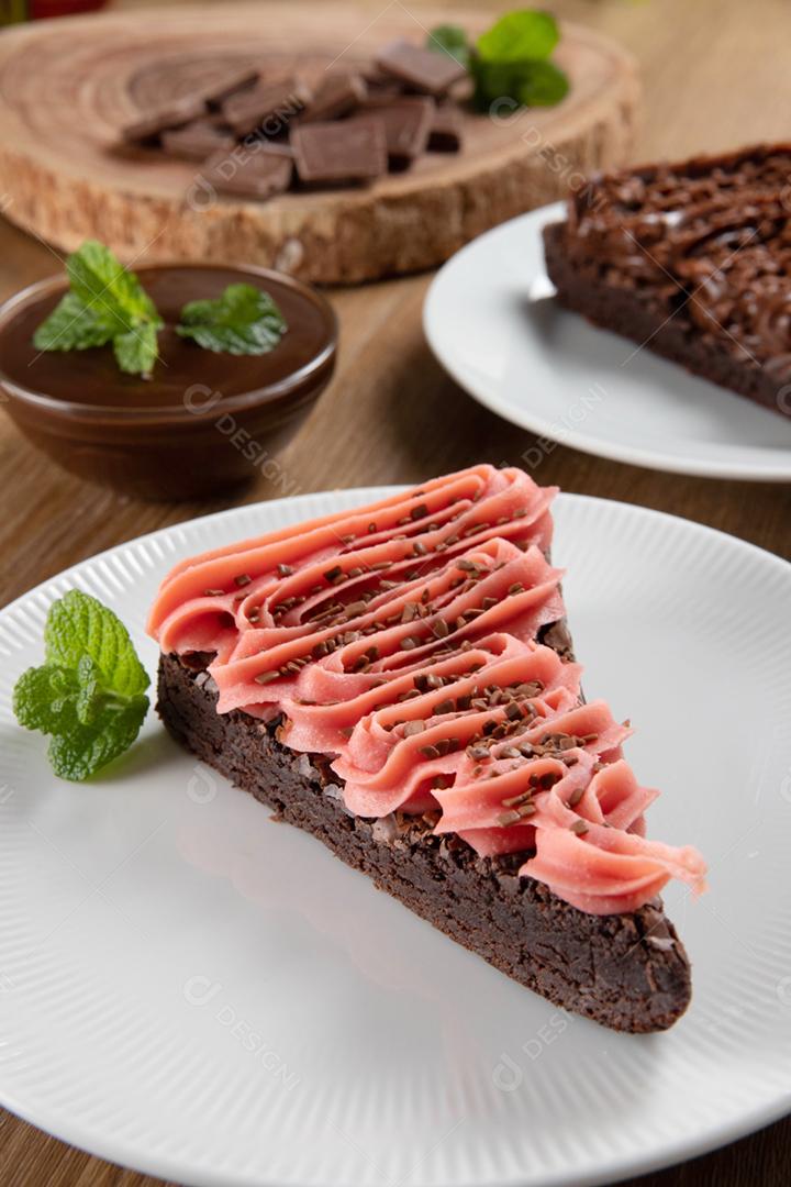 Chocolate Strawberry Chocolate Brownie Slice I