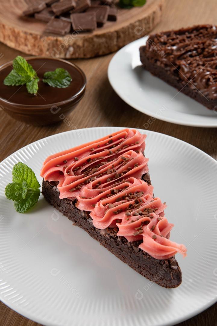 Chocolate Strawberry Chocolate Brownie Slice I