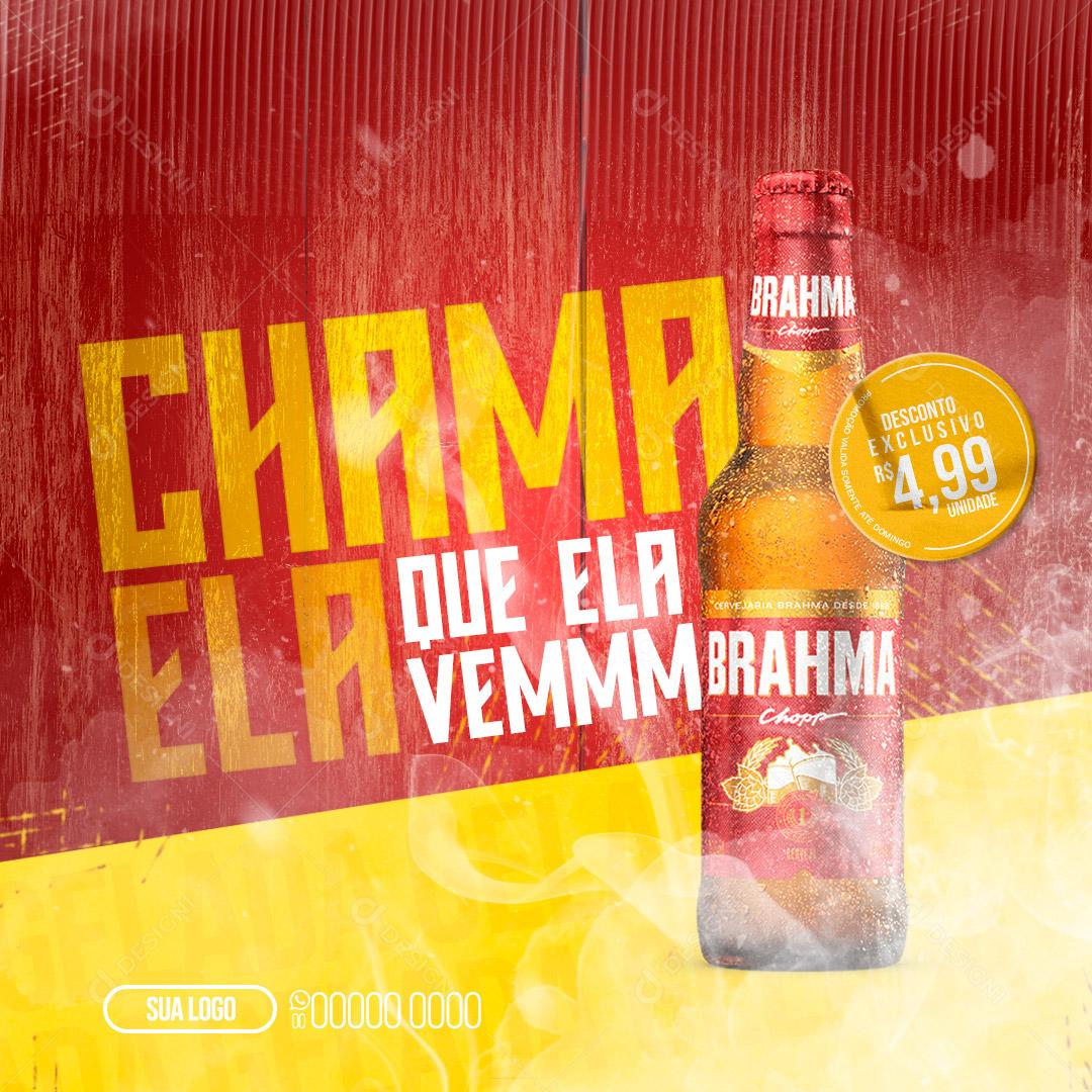 Post Bebidas Cerveja Brahma Gelada Promoção Social Media PSD Editável