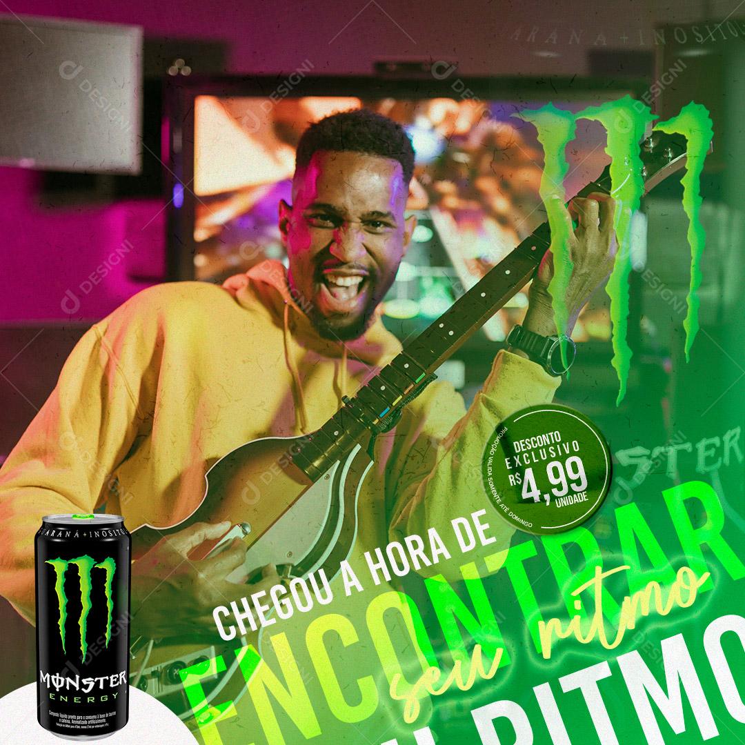 Post Energético Monster Energy Social Media PSD Editável