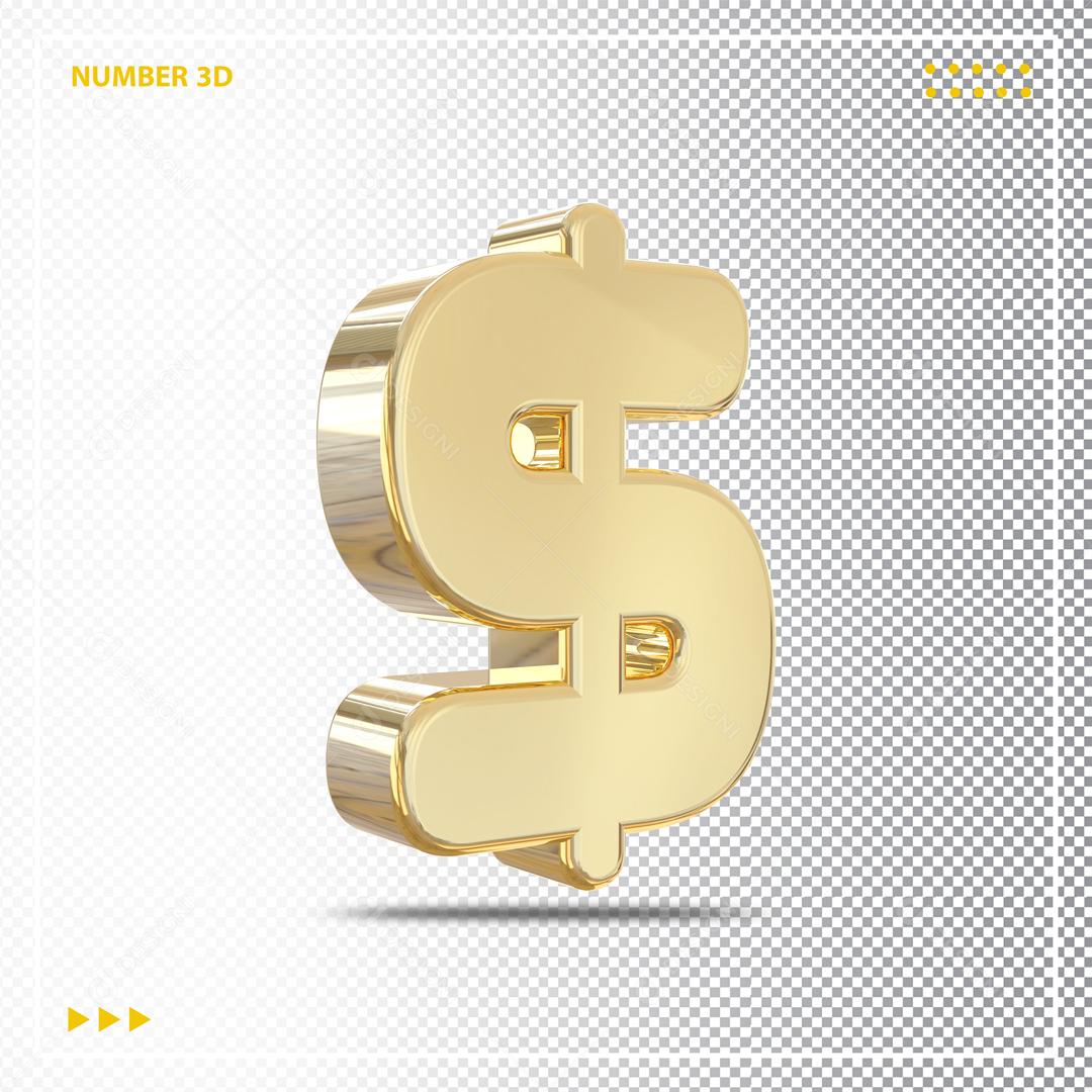 Cifrão 3D Elemento para Composição PSD