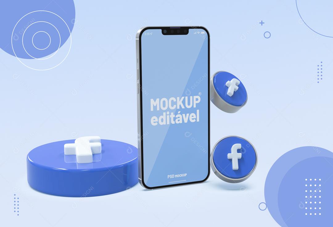 Mockup De Celular Facebook Redes Sociais PSD Editável