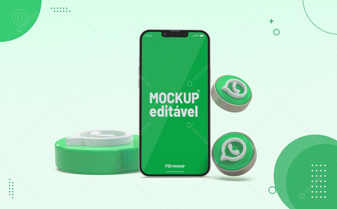Mockup De Celular Whatsapp Verde Redes Sociais PSD Editável