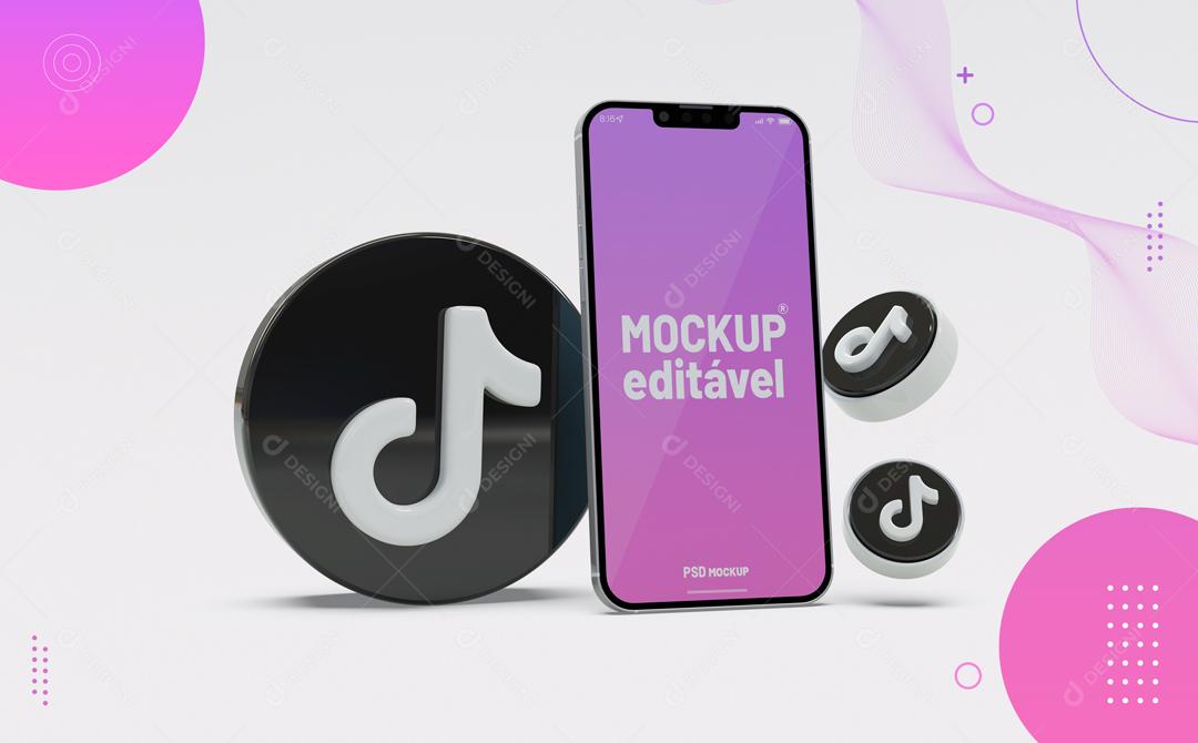 Mockup De Celular Tiktok Redes Sociais PSD Editável